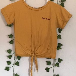 Mustard Yellow “Hey Darlin’” Cropped Shirt